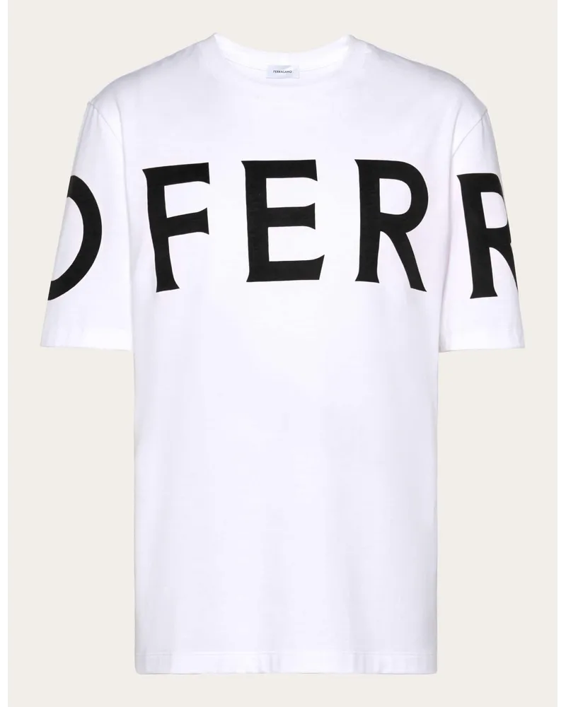 Ferragamo Herren Kurzärmliges T-Shirt mit grafischem Logo Weiß Weiß