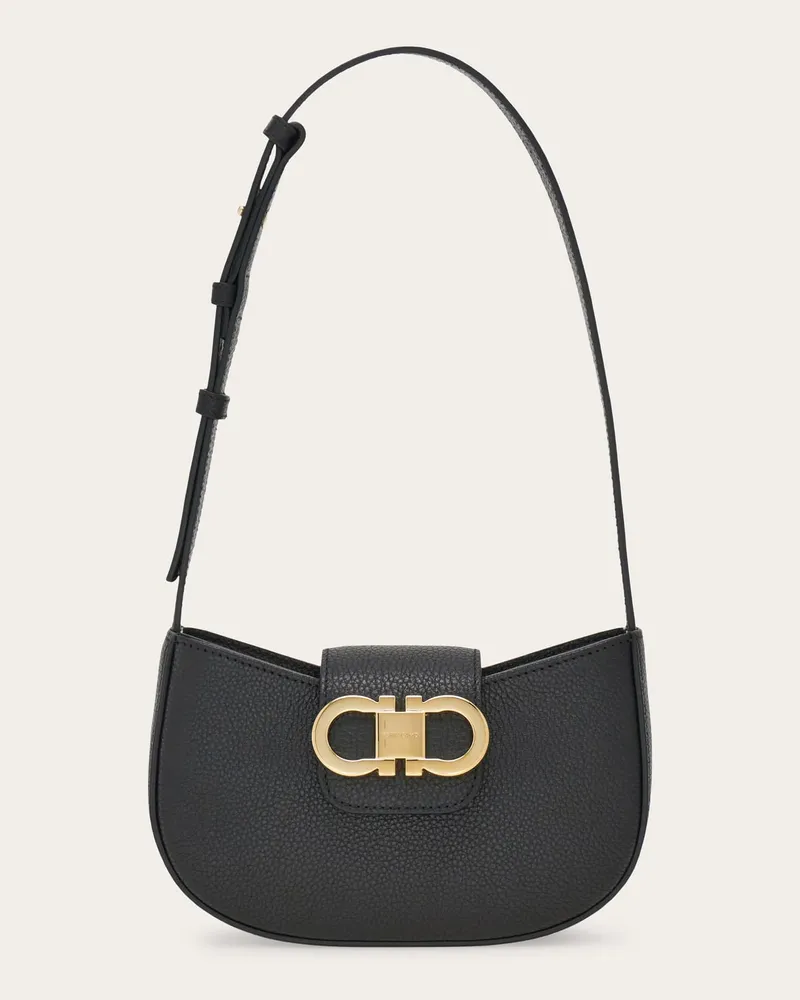Ferragamo Damen Doppel-Gancini-mini-bag Schwarz Schwarz