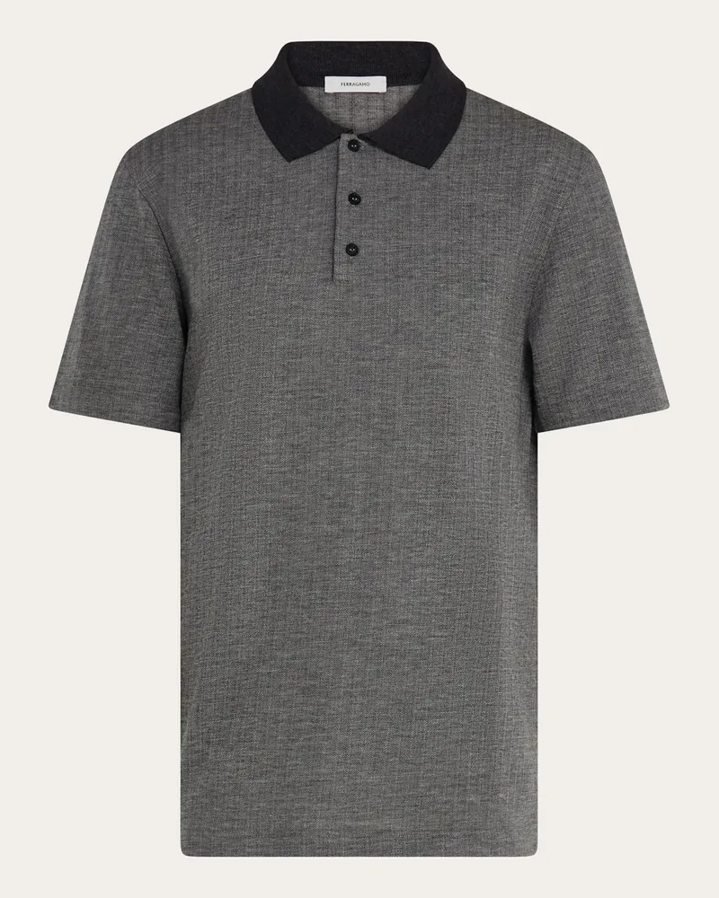Ferragamo Herren Polohemd aus Wolle und Baumwolle Grau Grau