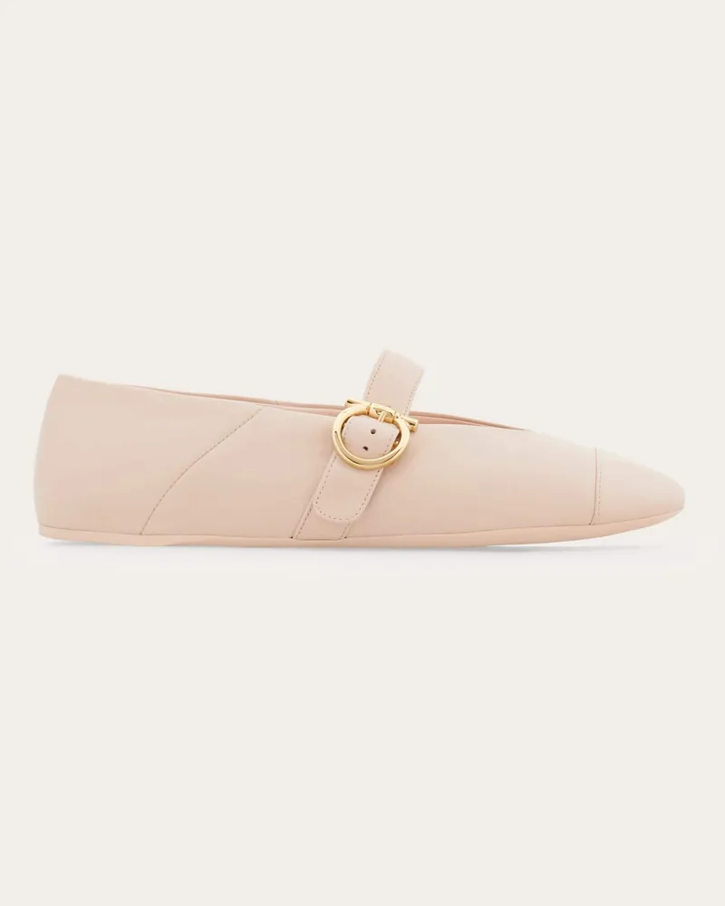 Ferragamo Damen Ballerina mit Gancini-Ornament Rosa Größe 5 Rosa