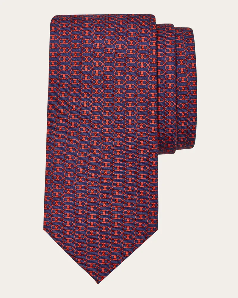 Ferragamo Herren Seidenkrawatte mit Gancini-Print Rot Rot