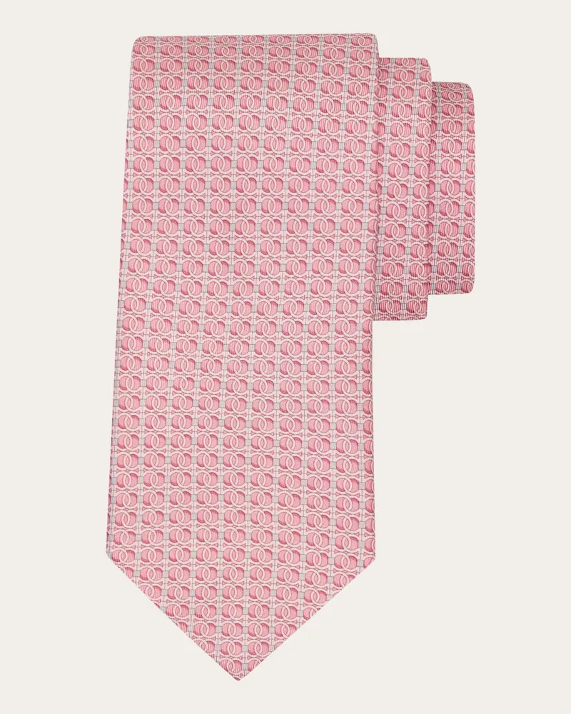 Ferragamo Herren Seidenkrawatte mit Gancini chain-Print Rosa Rosa