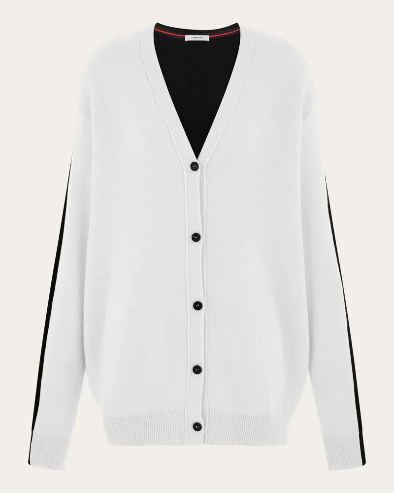 Ferragamo Damen Zweifarbiger Cardigan Weiß Weiß