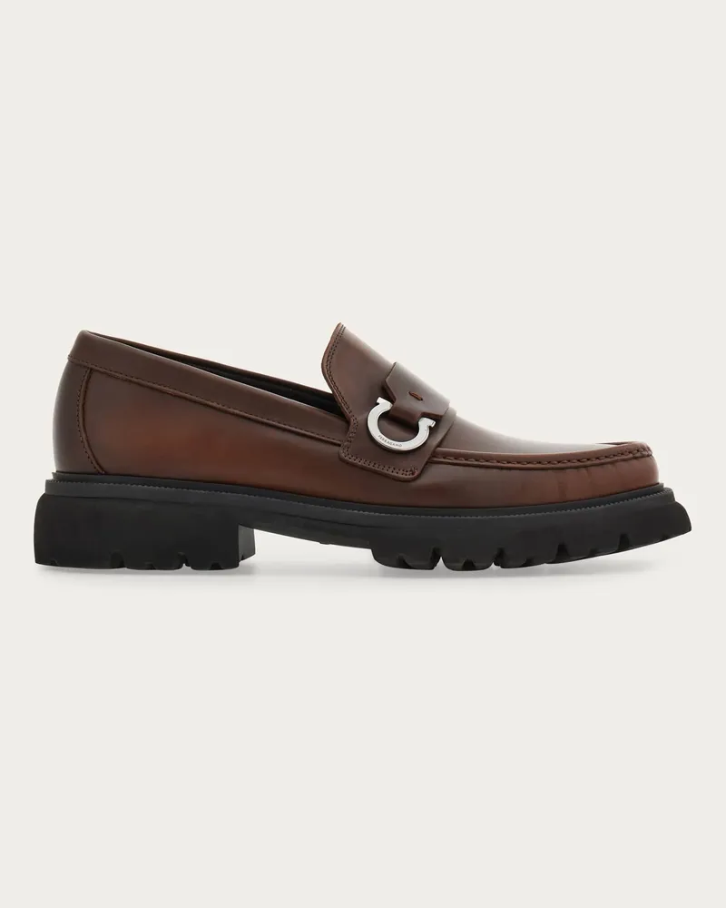 Ferragamo Herren Loafer mit Gancini-Ornament Braun Größe Braun