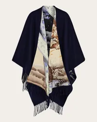 Ferragamo Wende Cape mit Day & Night Print Blau