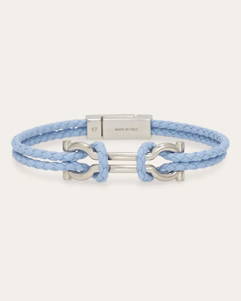 Ferragamo Herren Armband mit Doppel-Gancini (17 cm) Blau Blau