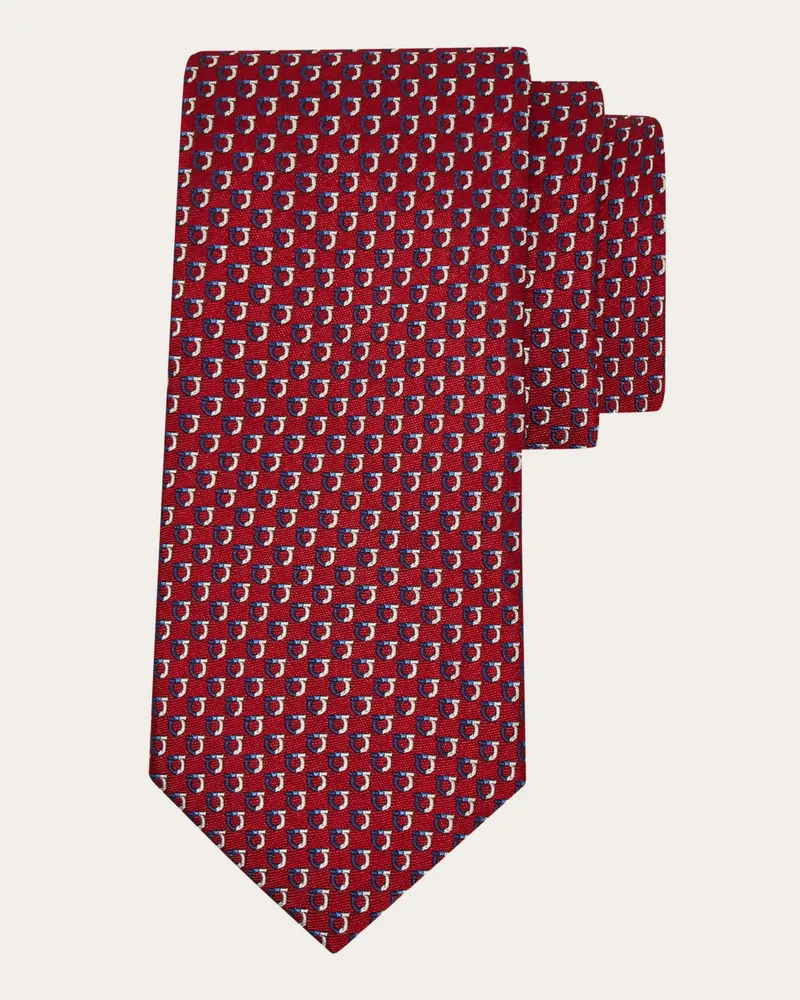 Ferragamo Herren Jacquard-Krawatte mit zweifarbigem Gancini Rot Rot