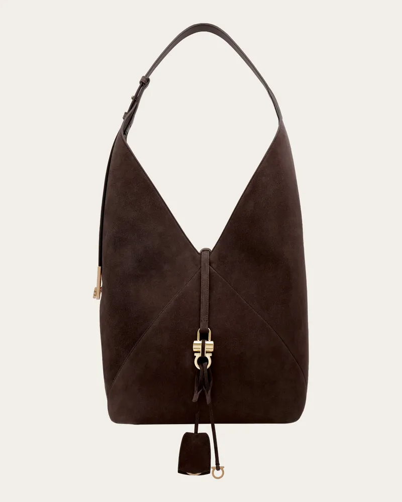 Ferragamo Damen Hobo-Bag V-shaped (L) Braun Braun