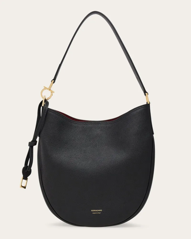 Ferragamo Damen Hobo-Tasche (M) Schwarz Schwarz