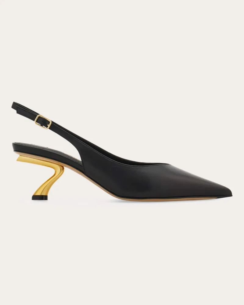 Ferragamo Damen Slingback mit skulpturalem S-Absatz Schwarz Größe Schwarz