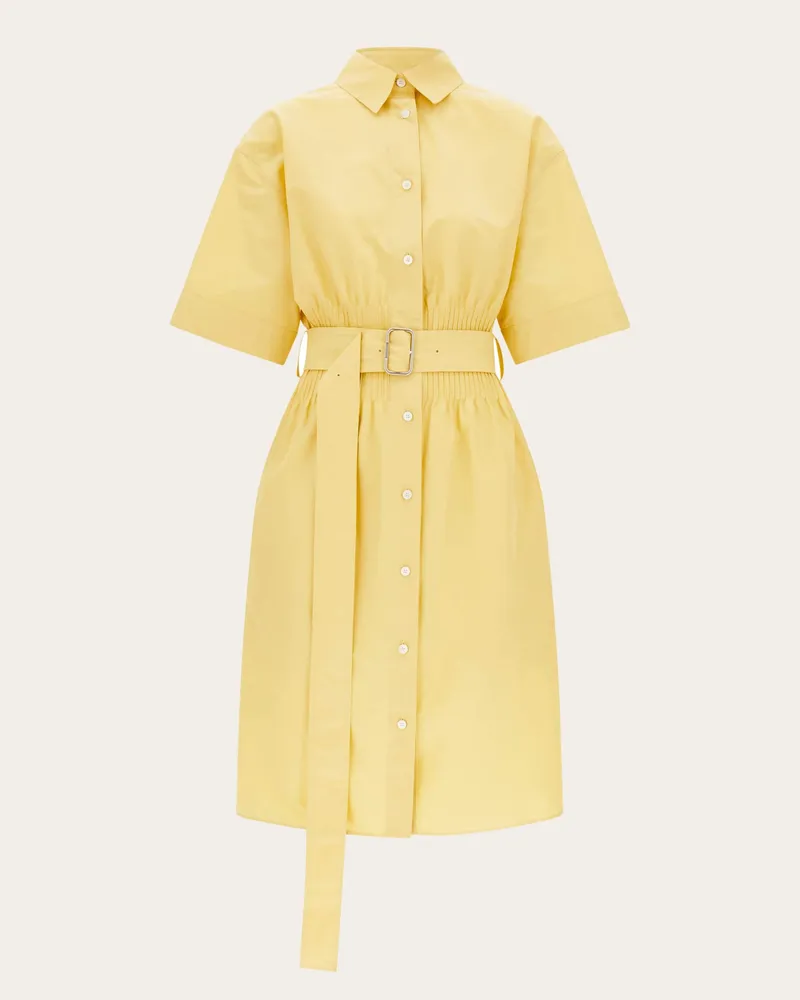 Ferragamo Damen Hemdkleid aus Baumwolle und Seide Gelb Gelb