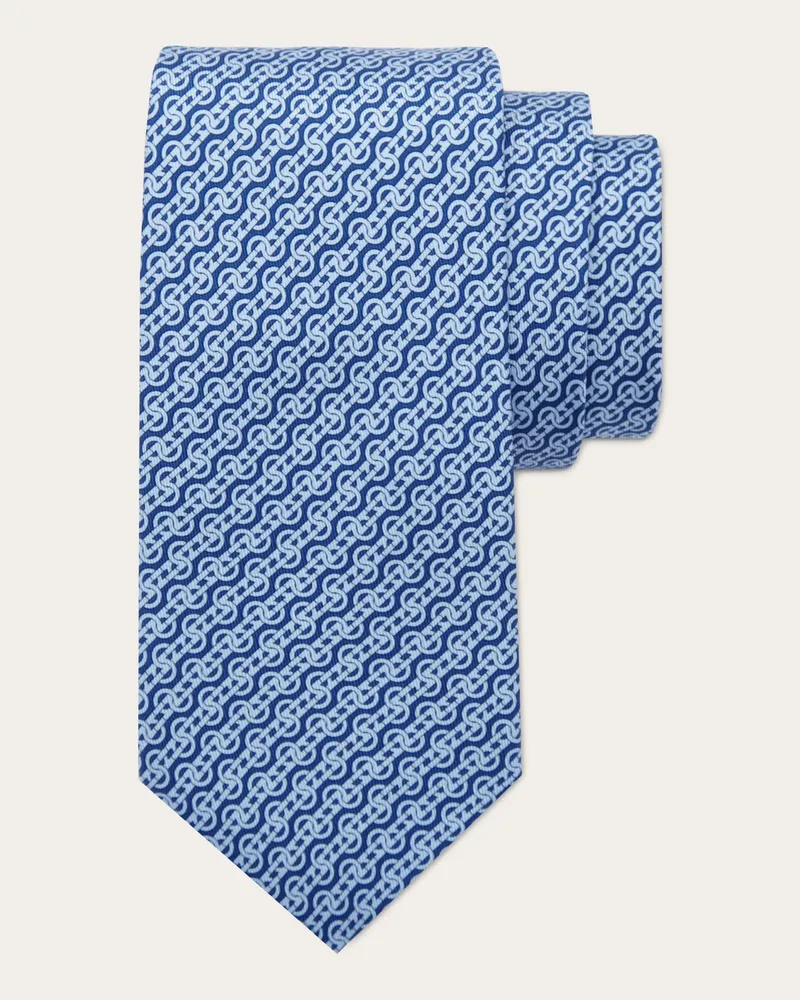 Ferragamo Herren Seidenkrawatte mit Flechtwerk-Print Blau Blau