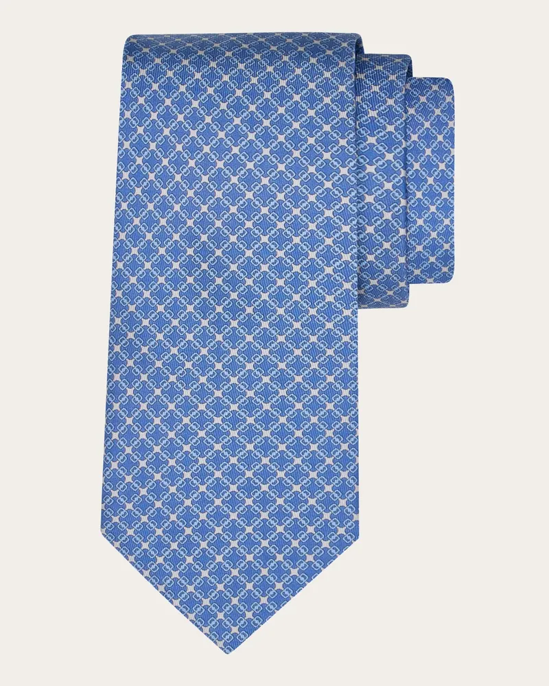 Ferragamo Herren Seidenkrawatte mit Vara-Plaketten-Print Blau Blau
