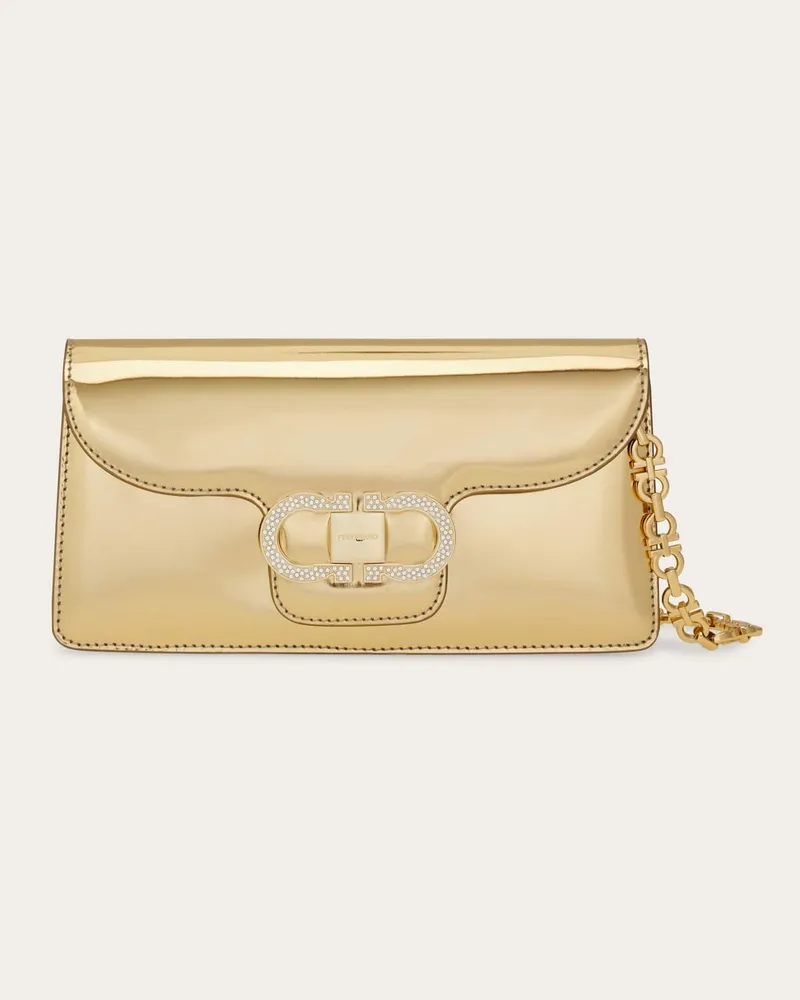 Ferragamo Damen Täschchen mit Doppel-Gancini Kette Gold Gold