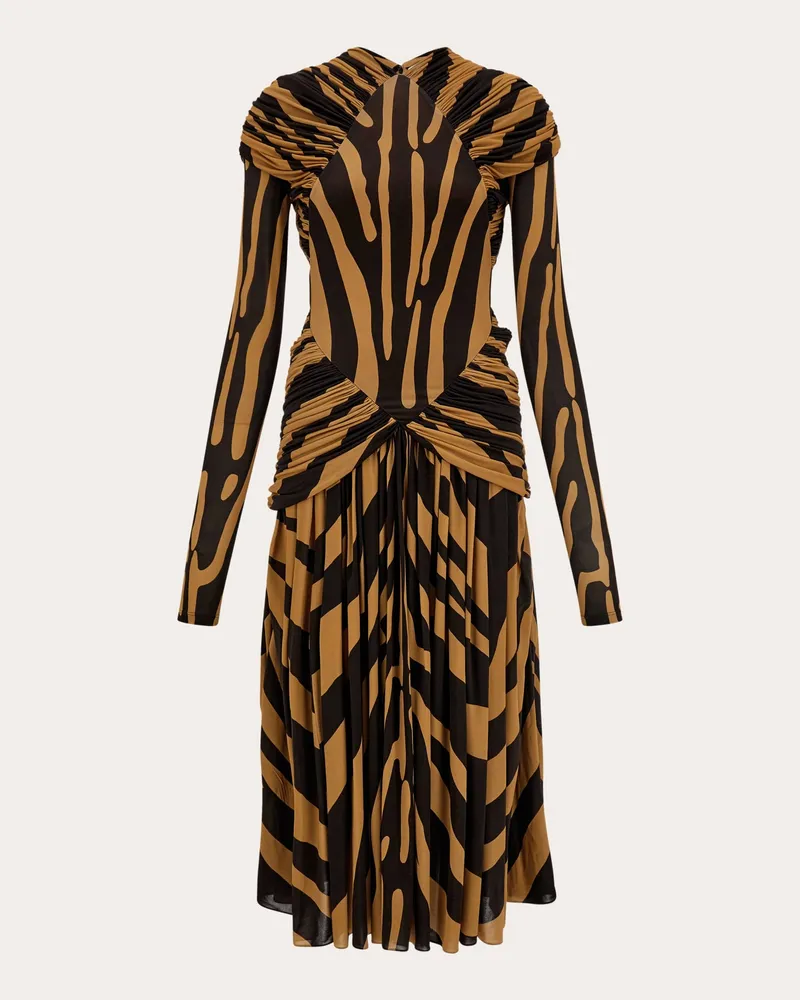 Ferragamo Damen Jerseykleid mit Drapierungen Schwarz Schwarz