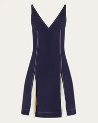 Ferragamo Slip Dress mit Intarsien Blau