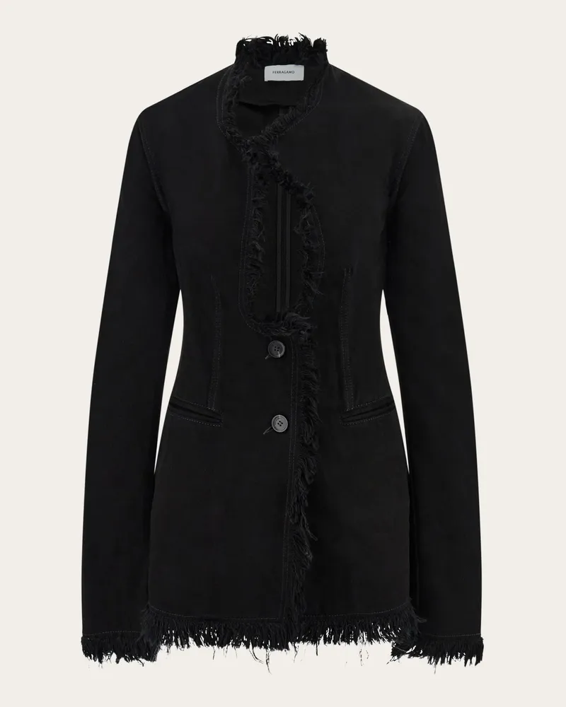 Ferragamo Damen Fransenblazer Schwarz Schwarz
