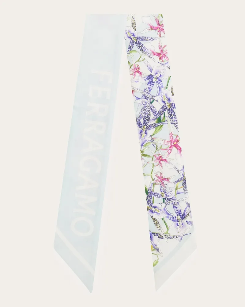 Ferragamo Damen Bandeau-Tuch mit Blüte-Print Weiß Weiß