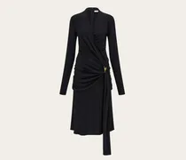 Damen Kleid mit Drapierung Schwarz