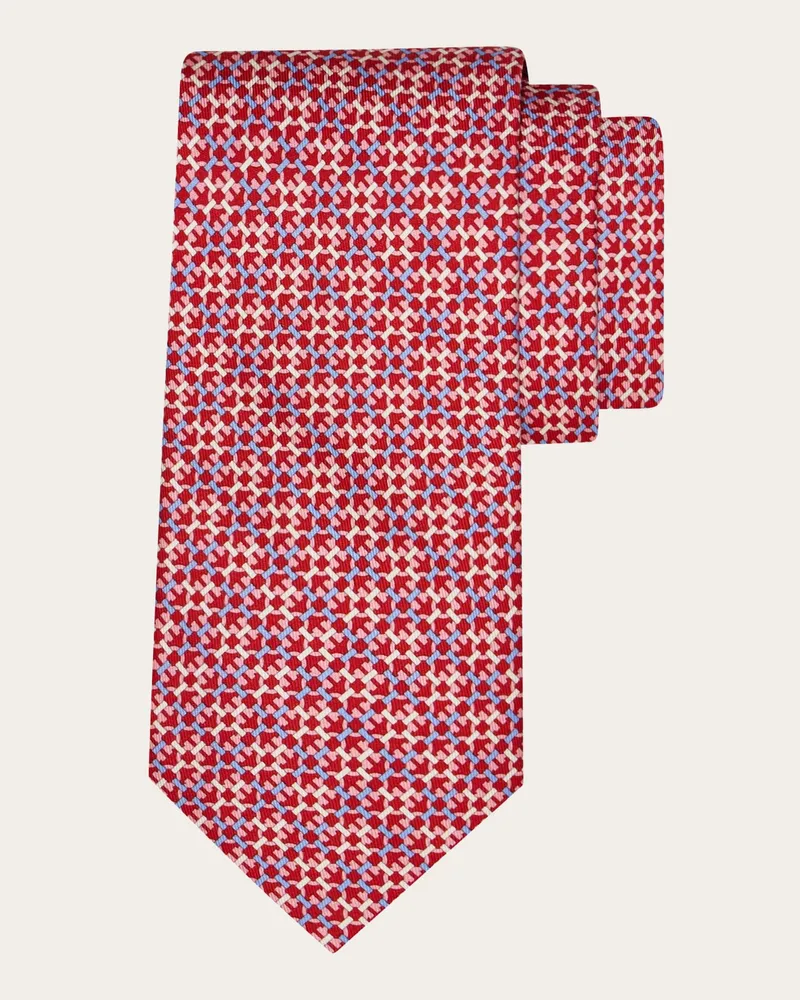 Ferragamo Herren Seidenkrawatte mit Gancini-Print Rot Rot