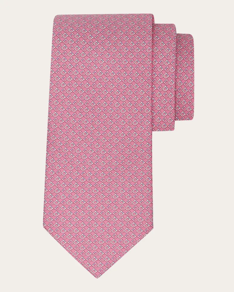 Ferragamo Herren Seidenkrawatte mit Gancini square-Print Rosa Rosa