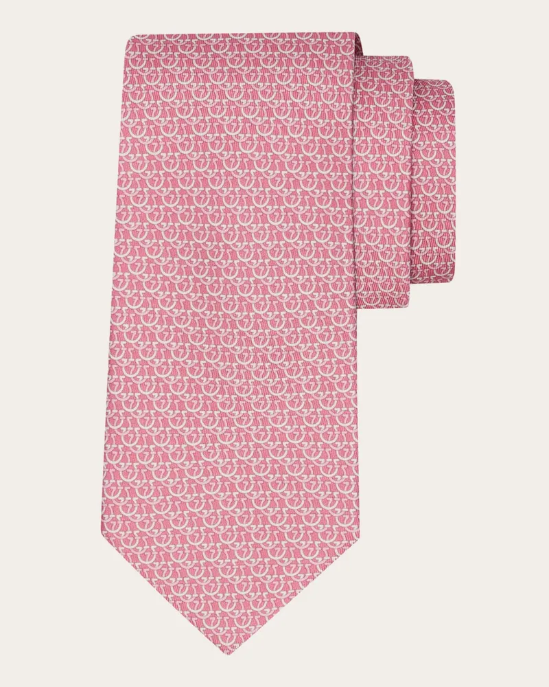 Ferragamo Herren Seidenkrawatte mit Gancini-Kreis-Print Rosa Rosa