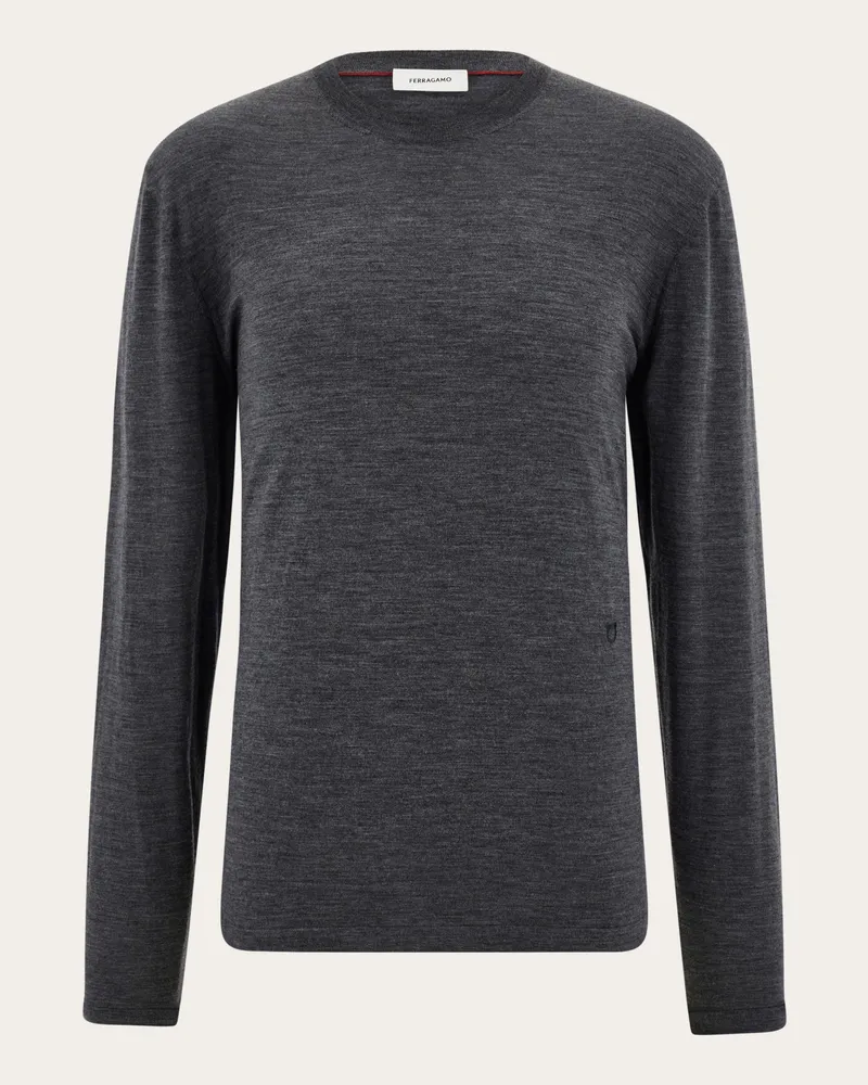 Ferragamo Herren Rundhalspulli Grau Grau