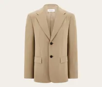 Herren Einreihiger Blazer aus Seide und Wolle Beige
