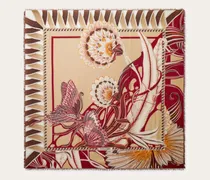 Damen Schultertuch mit Blumen und Schmetterlinge-Print Beige