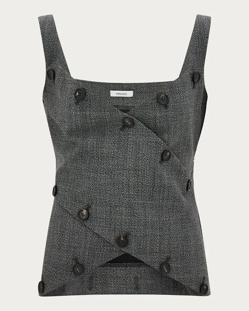 Ferragamo Damen Ärmelloses Top mit Knöpfen Grau Grau
