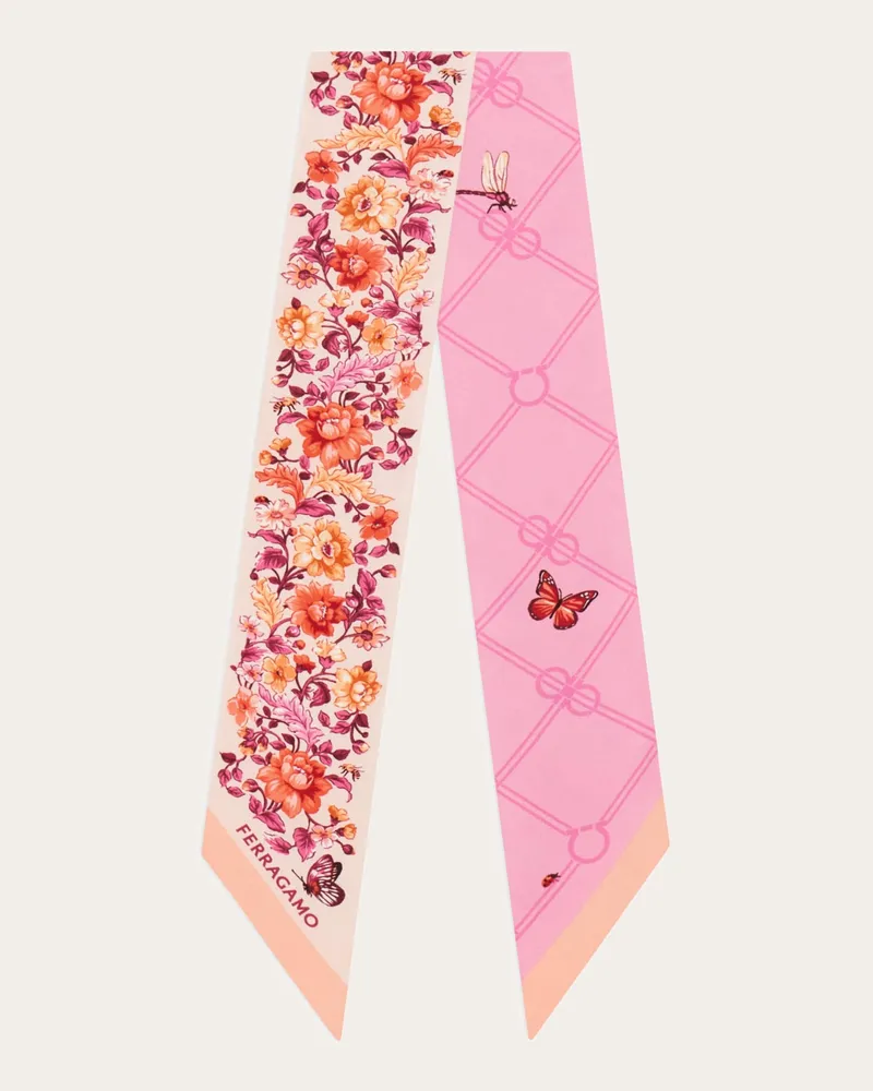 Ferragamo Damen Mini-Bandeau-Tuch in Jacquard-Verarbeitung mit Ramage-Print Rosa Rosa