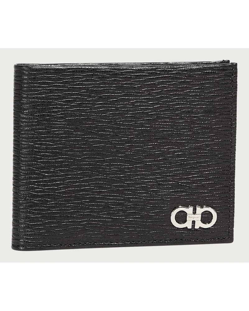 Ferragamo Herren Doppelt gefaltete Brieftasche mit Münzfach Schwarz Schwarz