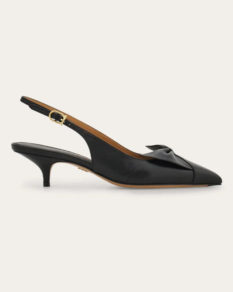 Ferragamo Damen Slingback soft mit-Schleife Schwarz Größe 5 Schwarz