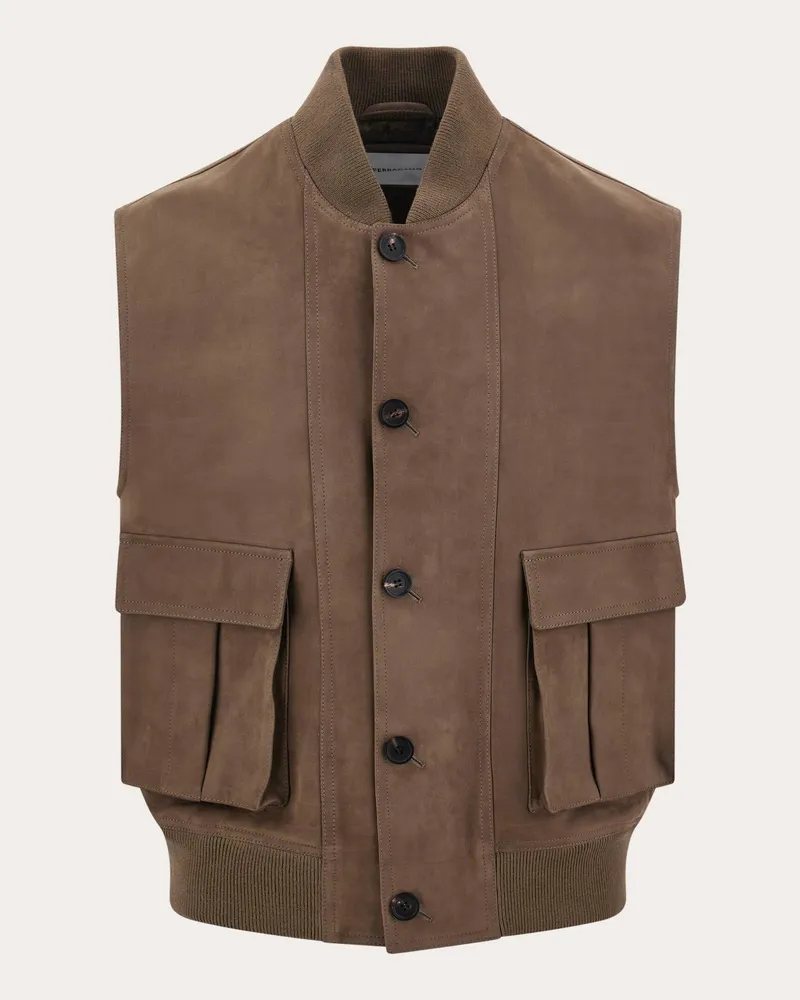 Ferragamo Herren Weste aus Nubuk Grau Grau