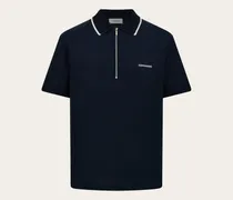Herren Poloshirt aus Baumwolle mit Reißverschluss Blau