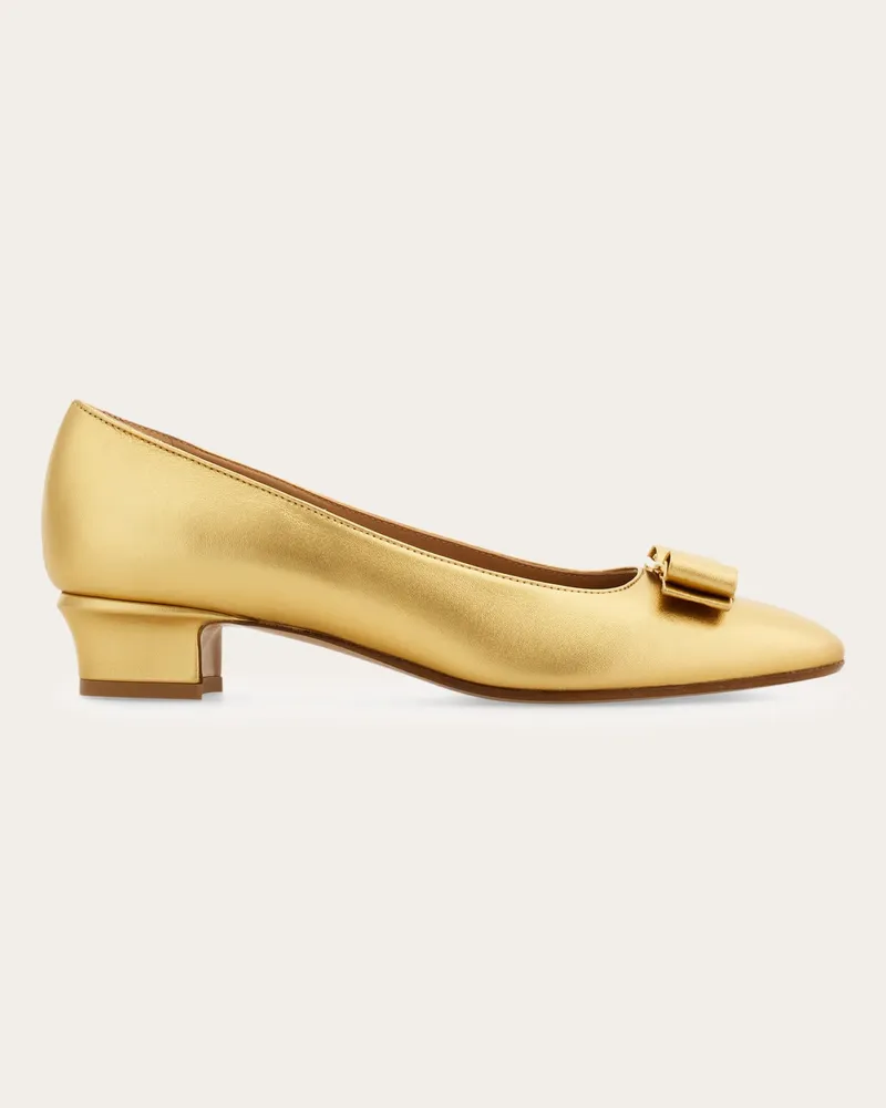 Ferragamo Damen Pumps mit Vara-Schleife Gold Größe Gold