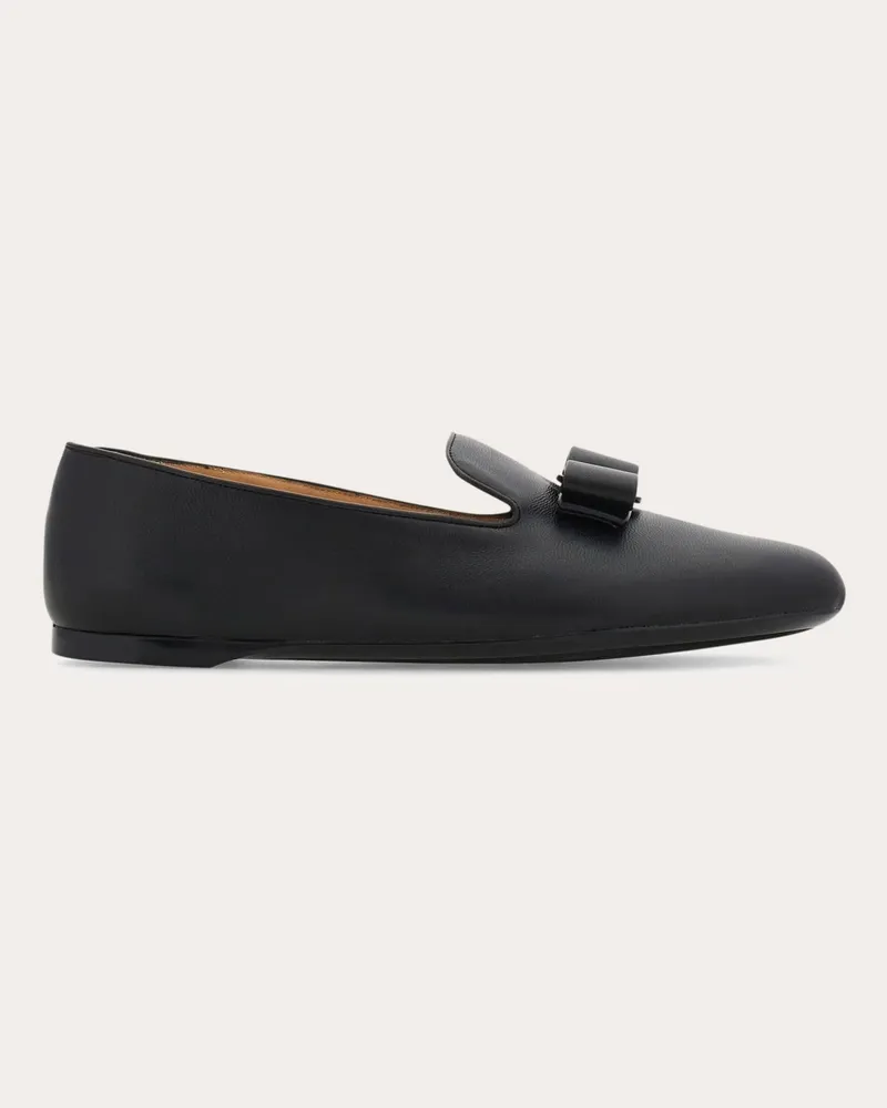 Ferragamo Damen Loafer mit Vara-Schleife Schwarz Größe 5 Schwarz