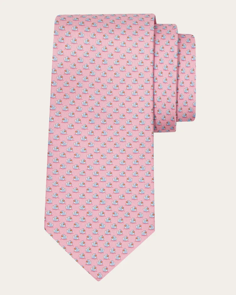 Ferragamo Herren Seidenkrawatte mit Duckies-Print Rosa Rosa