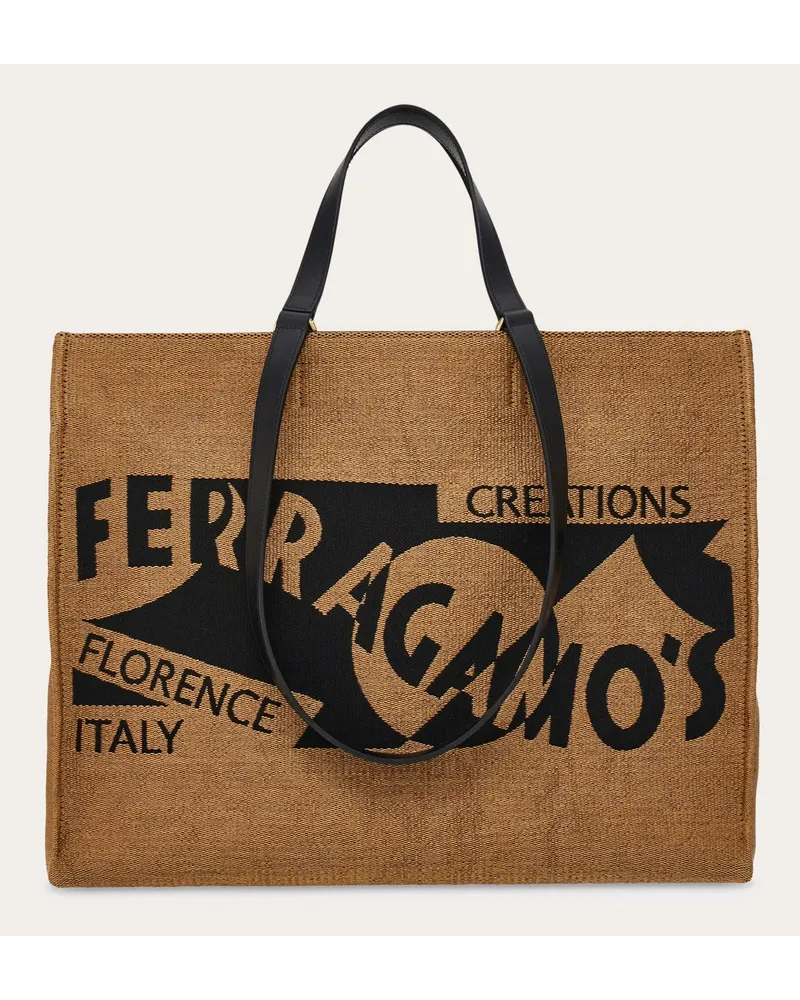 Ferragamo Damen Totebag mit Logo (XL) Orange Orange