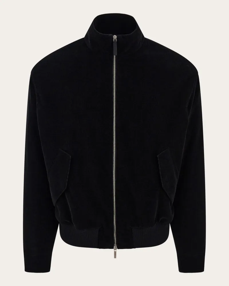 Ferragamo Herren Blouson aus Cordsamt Schwarz Schwarz