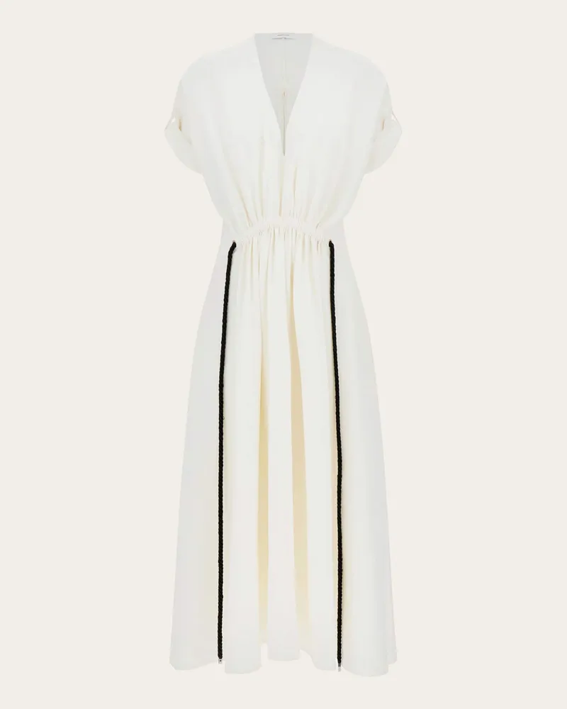 Ferragamo Damen Kleid mit Raffung Weiß Weiß