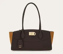 Damen New Ferragamo Studio Soft Bag East West (M) Braun