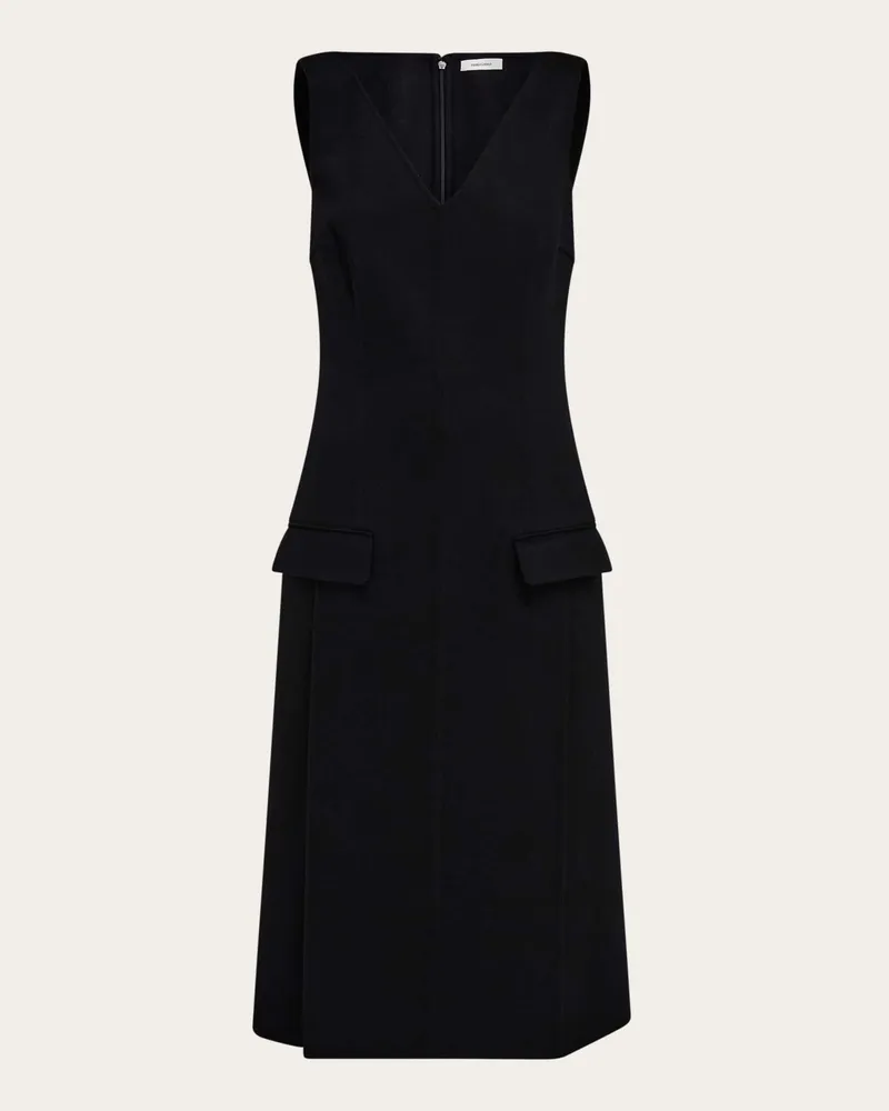 Ferragamo Damen Ärmelloses Kleid aus Kaschmir-Mischgewebe Schwarz Schwarz