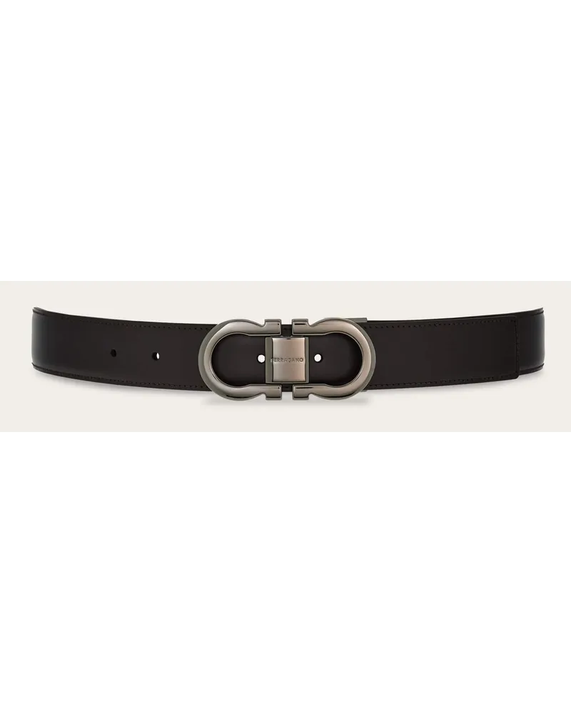 Ferragamo Herren Verstellbarer Gancini Wendegürtel Schwarz Schwarz
