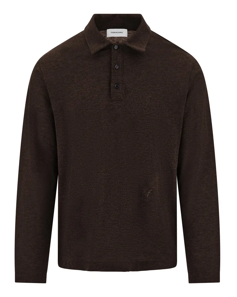 Ferragamo Herren Langärmliges Polohemd Braun Braun