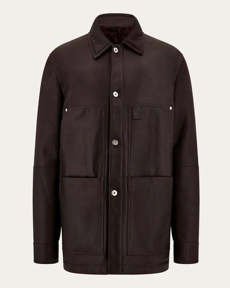 Ferragamo Herren Merinoblouson Braun Braun