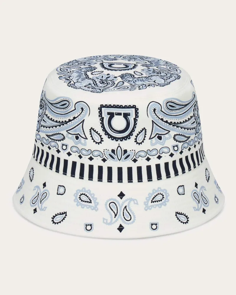 Ferragamo Damen Fischerhut mit Arabesque-Print Blau Blau