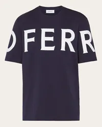 Ferragamo Kurzärmliges Tshirt mit grafischem Logo Blau