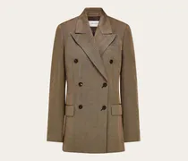 Damen Zweireihiger Blazer aus Mischleinen Beige