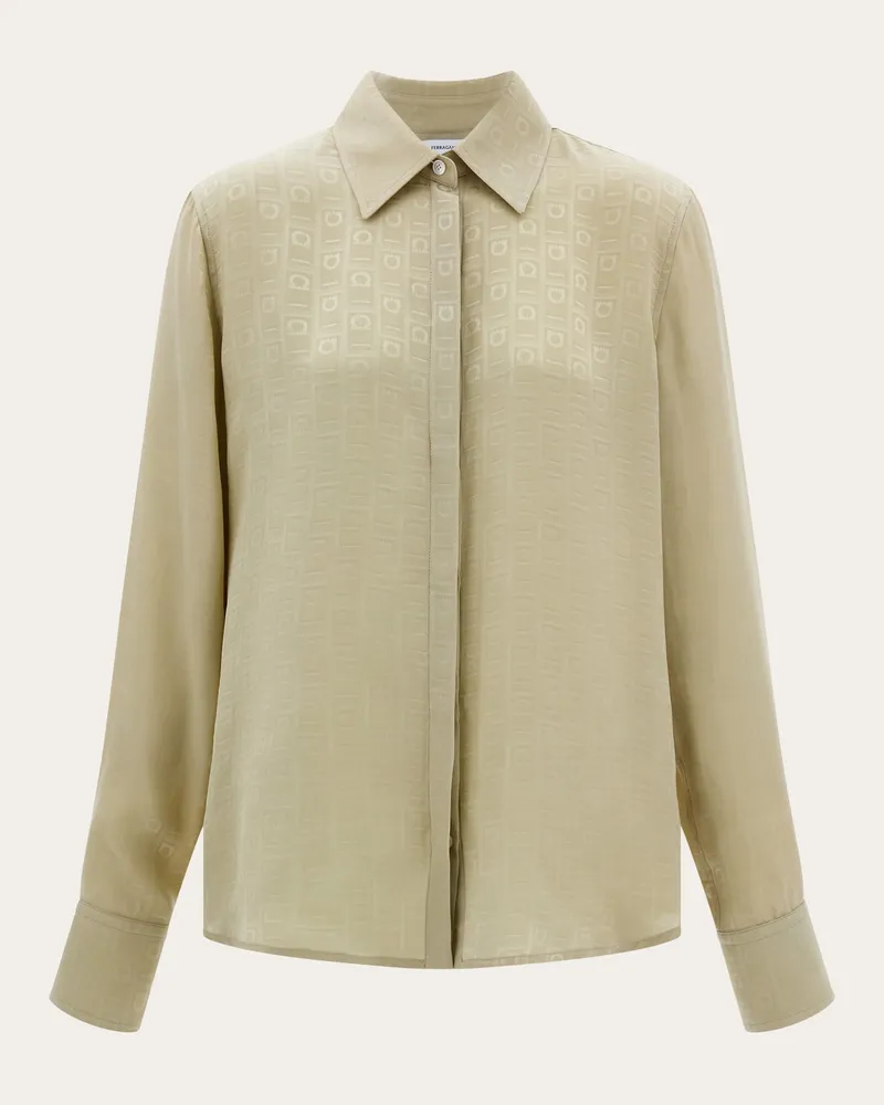 Ferragamo Damen Seidenbluse Ferragamo Monogram Grün Grün